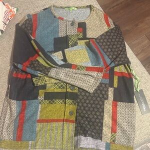 Trisha Tyler Button Down Patchwork Cardigan